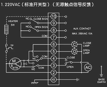 220VAC標(biāo)準(zhǔn)開關(guān)型<a href='http://iibll.cn/Product/diefa/diandongdiefa/' target='_blank'>電動<a href='http://iibll.cn/Product/diefa/' target='_blank'>蝶閥</a></a>接線圖