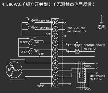 380VAC標(biāo)準(zhǔn)開關(guān)型<a href='http://iibll.cn/Product/diefa/diandongdiefa/' target='_blank'>電動<a href='http://iibll.cn/Product/diefa/' target='_blank'>蝶閥</a></a>接線圖